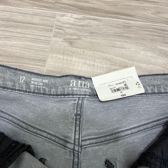 A.n.a Highest Rise Easy Through hip & Thigh Wide Leg Grey Haze Jeans Size 12 - Picture 8 of 10